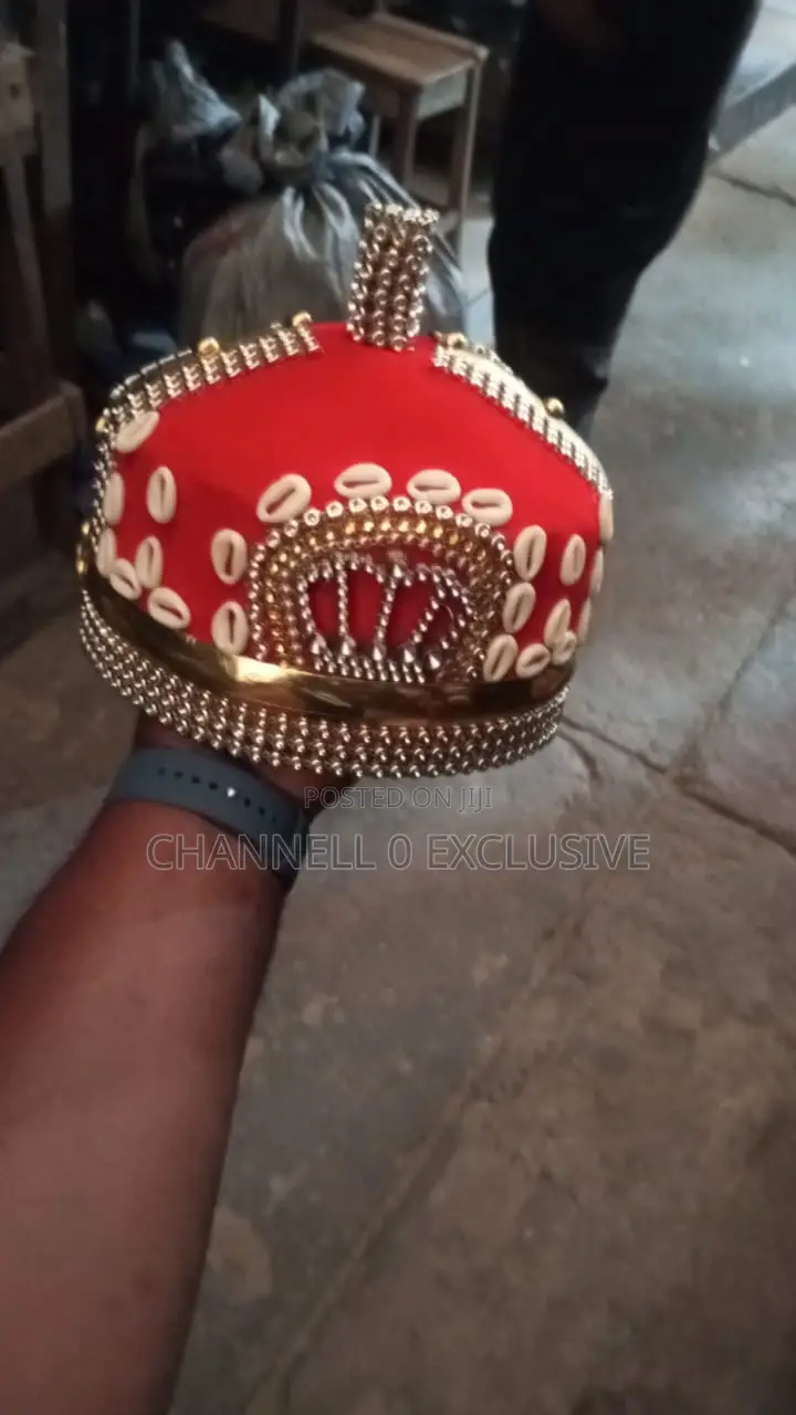 Red and Gold Igbo Men Traditional Hat for Kings