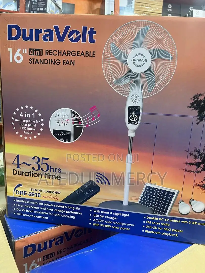 16inch Solar Rechargeable Standing Fan