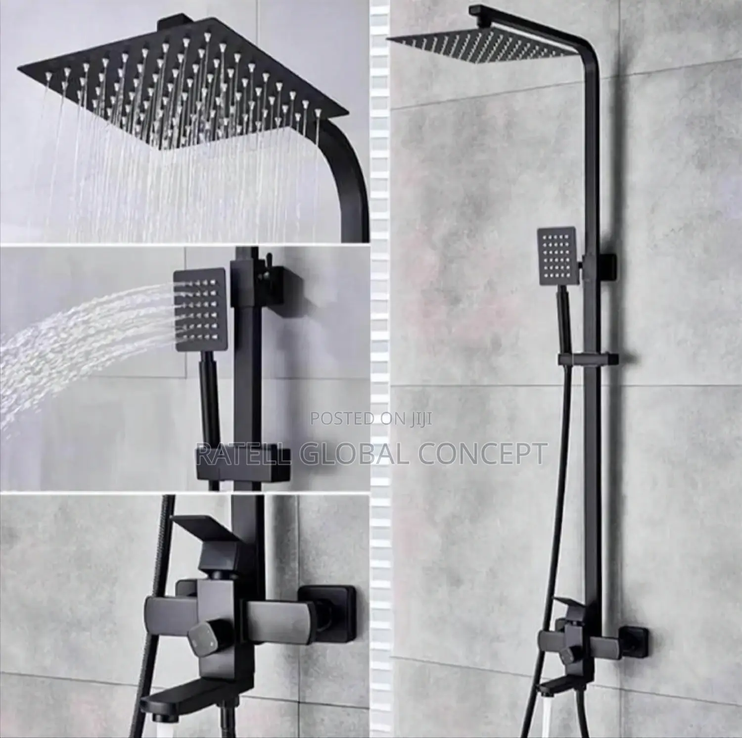 Heavy Guage Black Shower Set [Brimix]