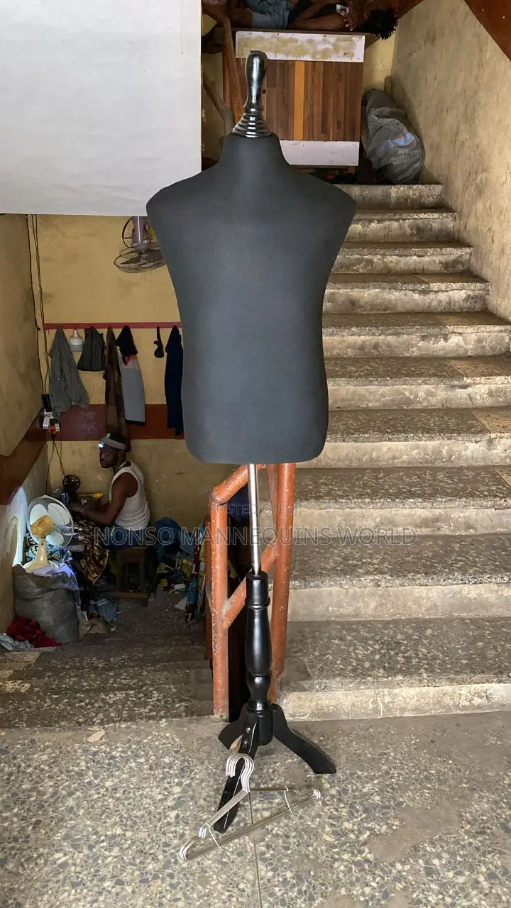 Black Body Male Dressform With Tripod Wooden Stand