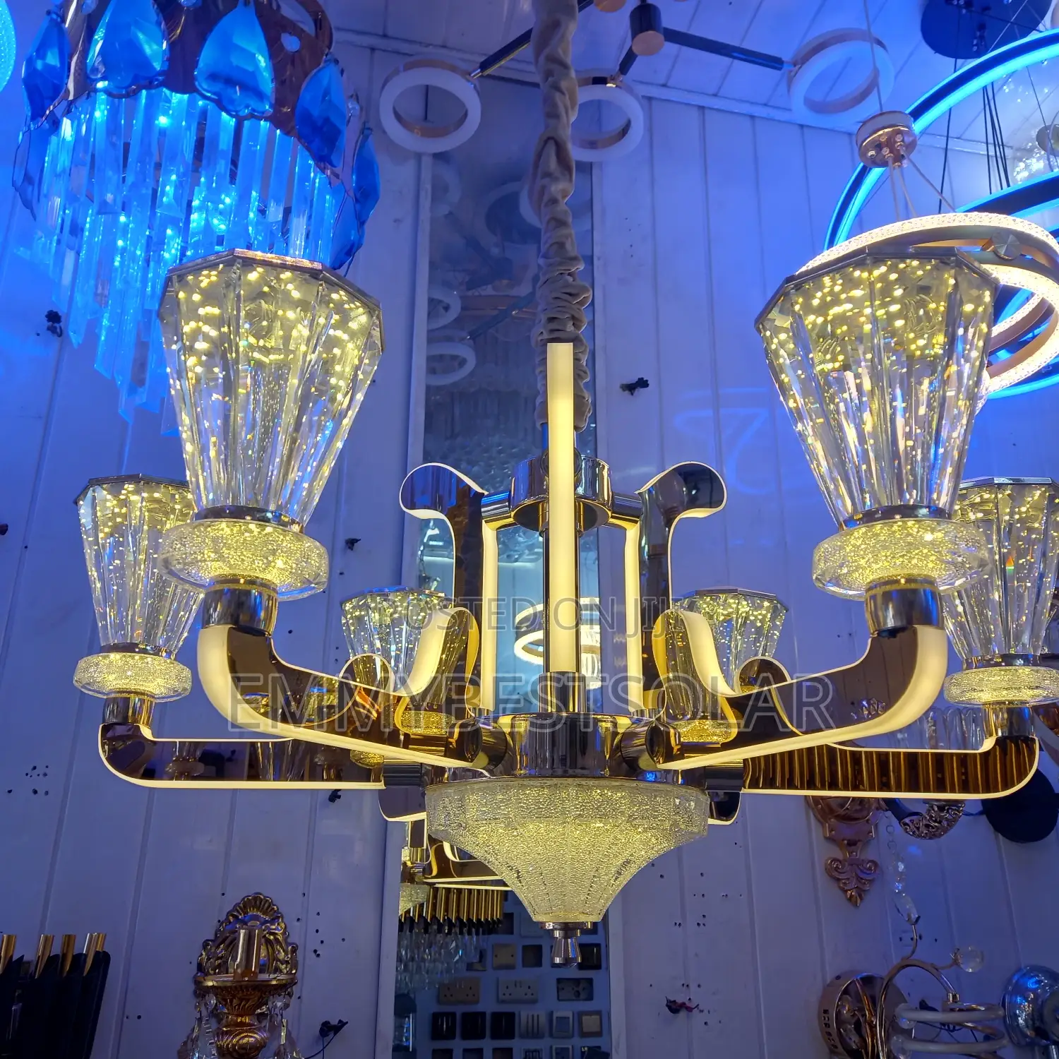 8 Hand Stainless Crystal Chandelier Light