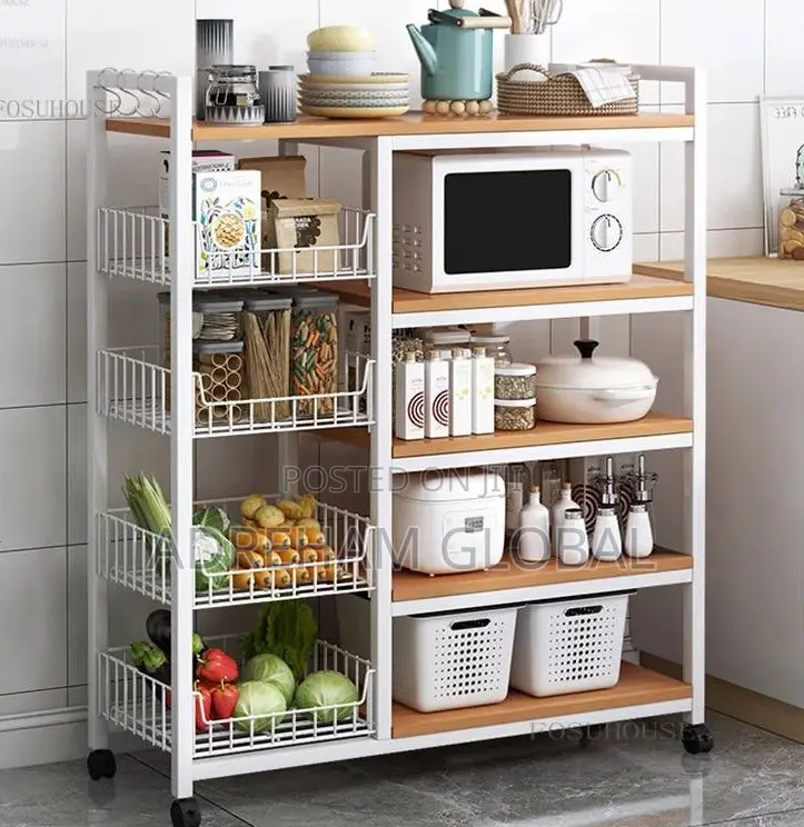Trolley Kitchen Storage Racks Multi-Layer Dishes Pots Rack