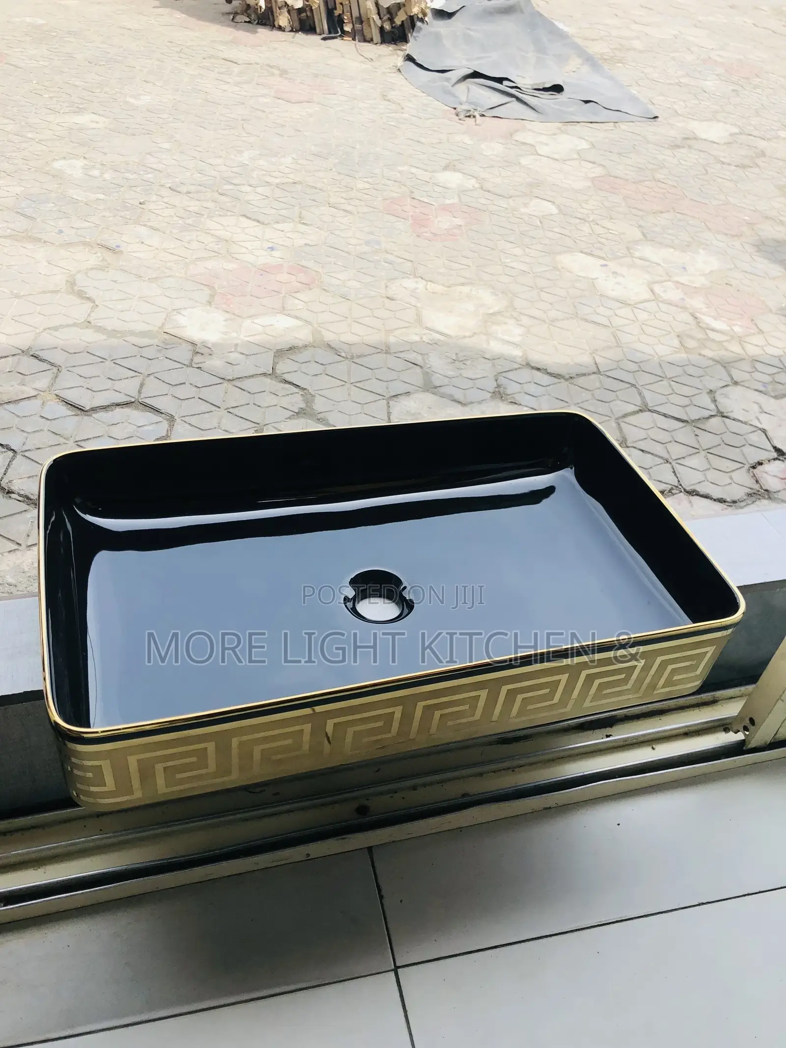 Black and Gold Countertop Basin