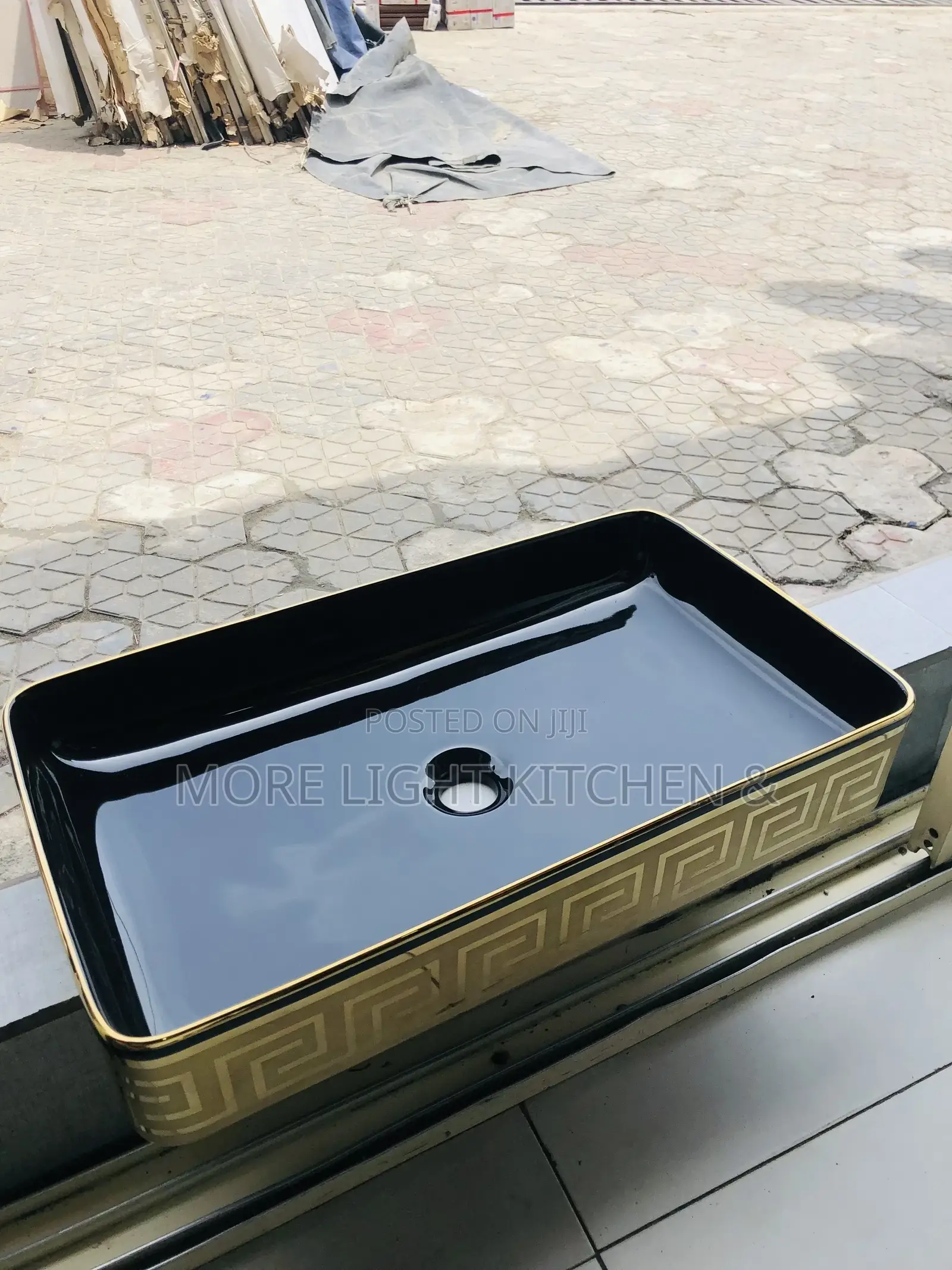 Black and Gold Countertop Basin