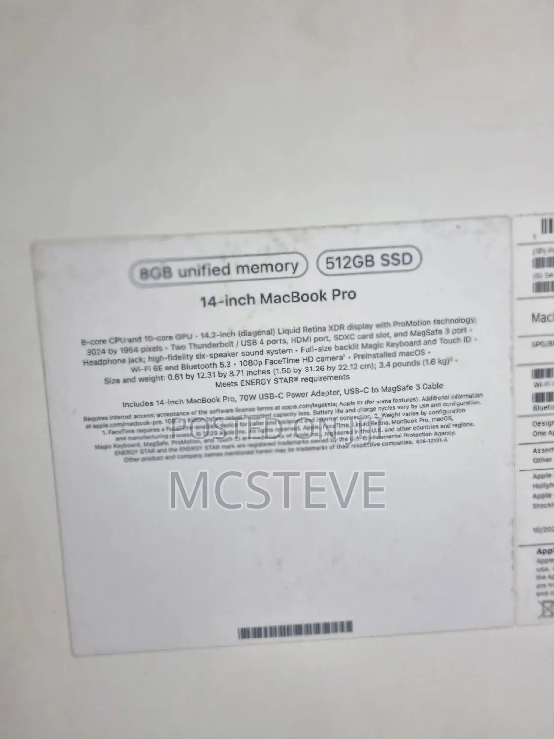 New Laptop Apple MacBook Pro 2023 M3 14-Inch 8GB Apple M3 SSD 512GB