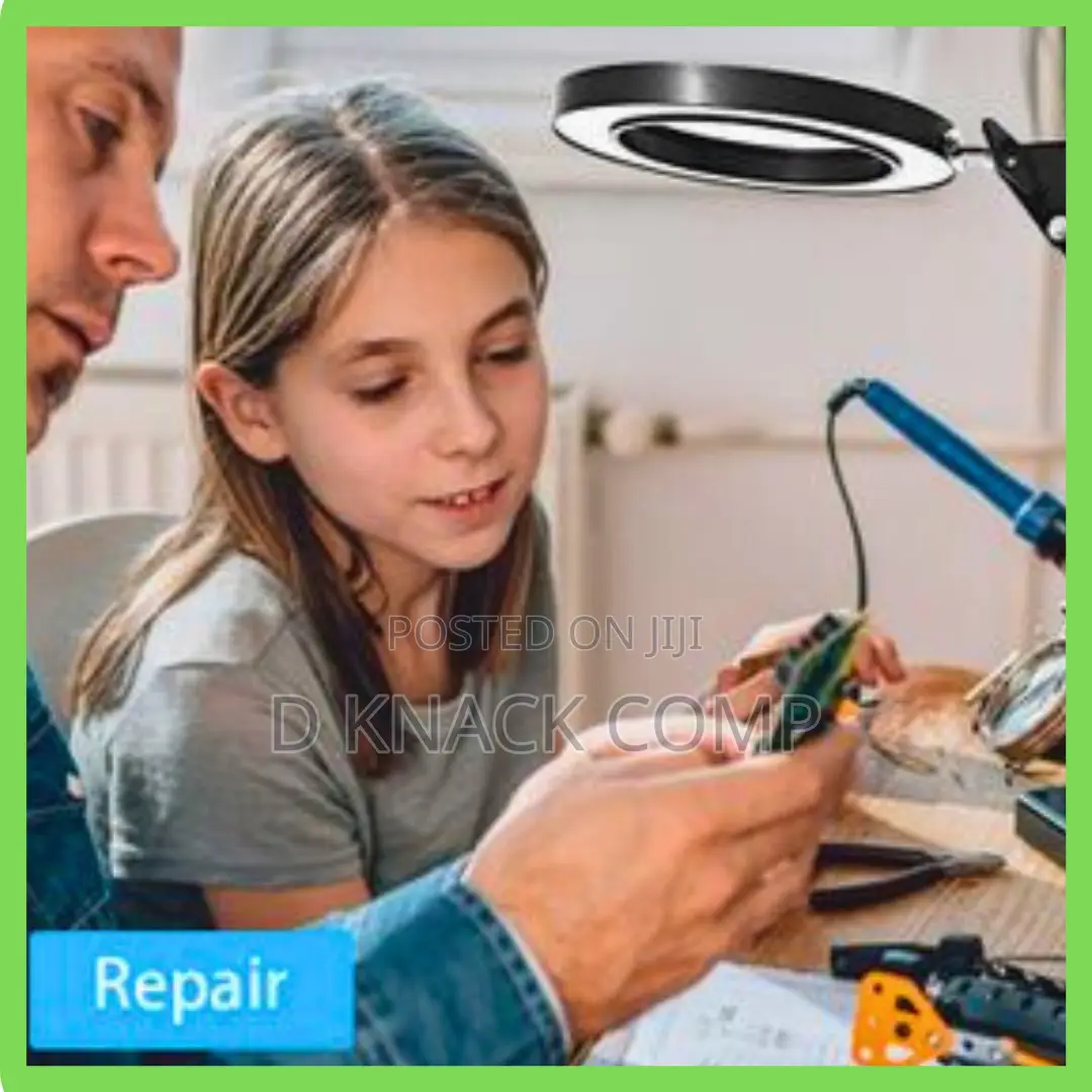 LED Adjustable Magnifier Desk Light With Clamp-8x