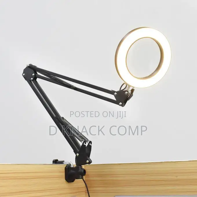 LED Adjustable Magnifier Desk Light With Clamp-8x