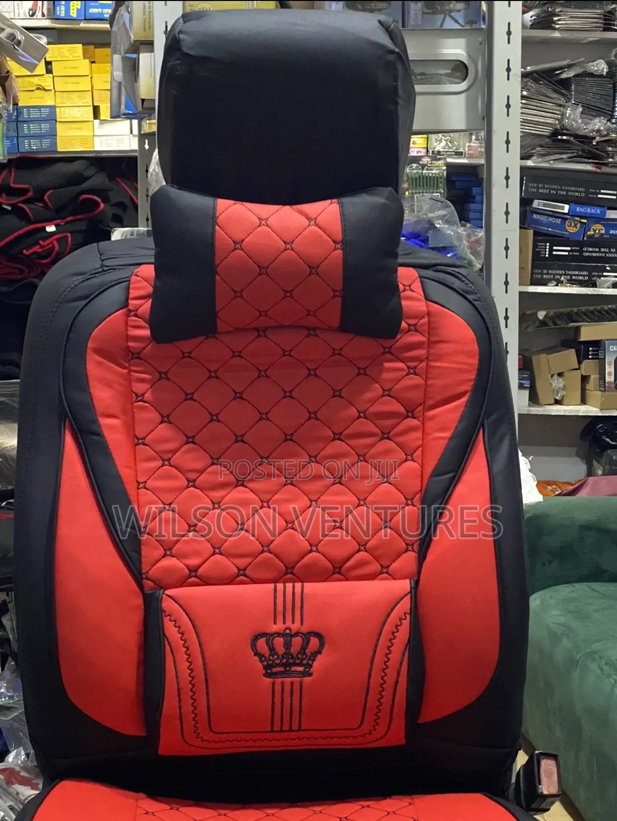Red and Black Crown Seat Cover