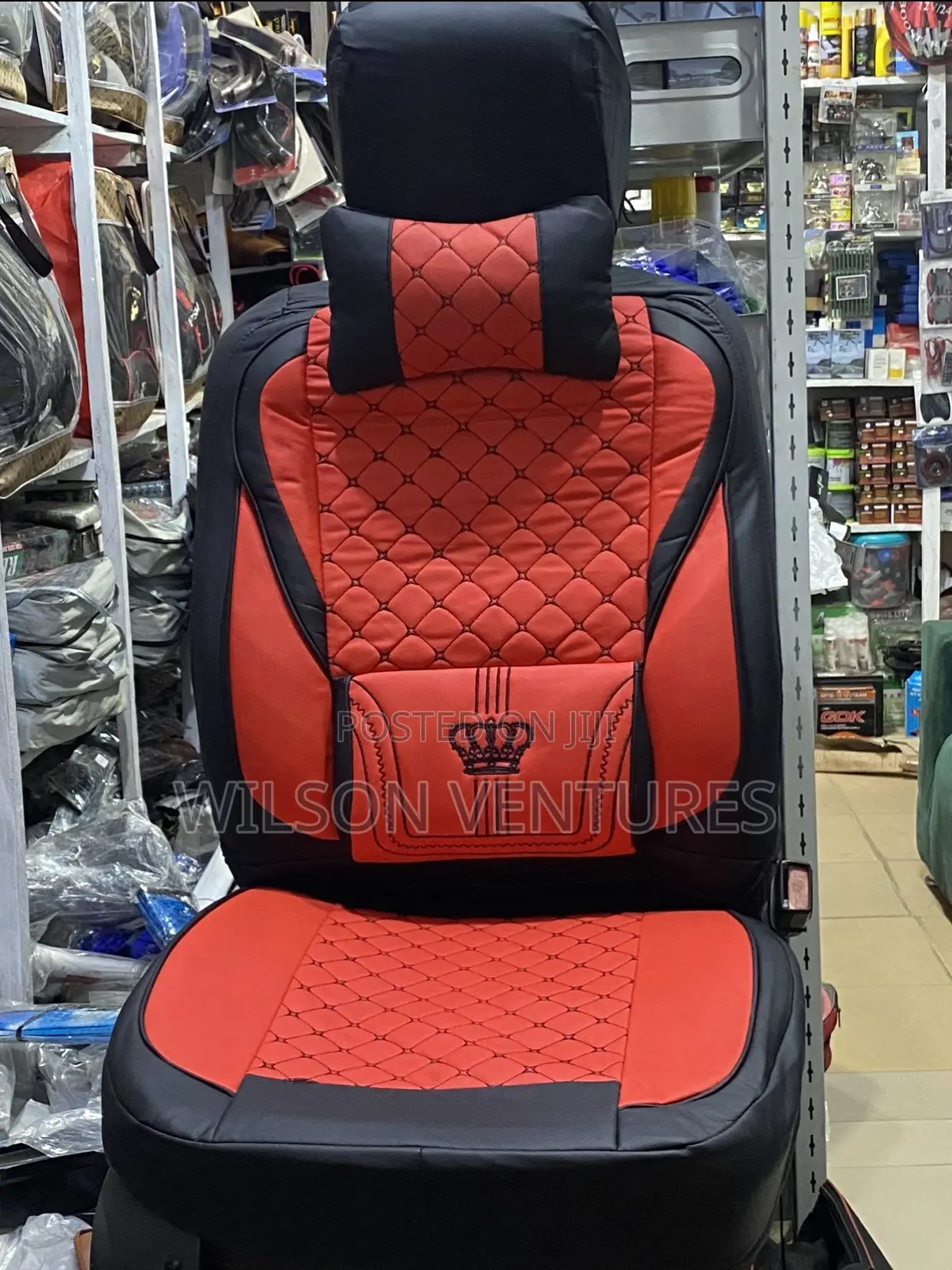 Red and Black Crown Seat Cover
