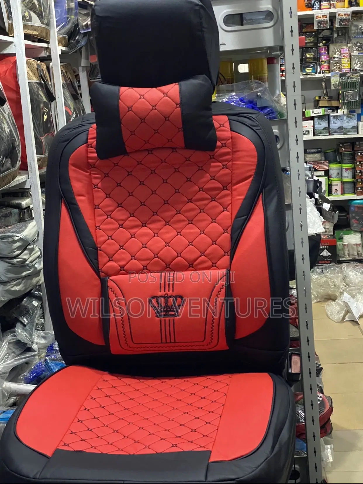 Red and Black Crown Seat Cover