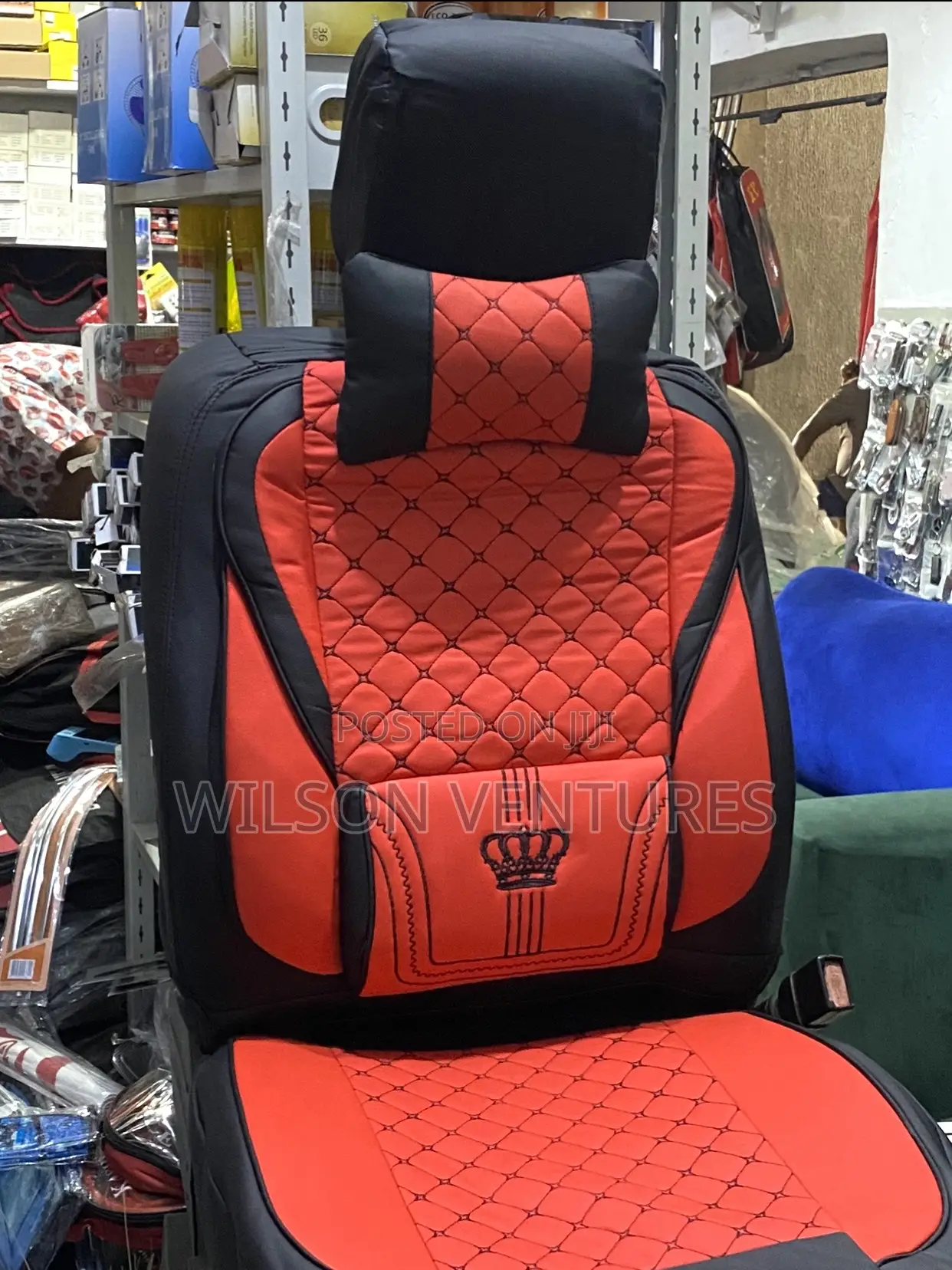 Red and Black Crown Seat Cover