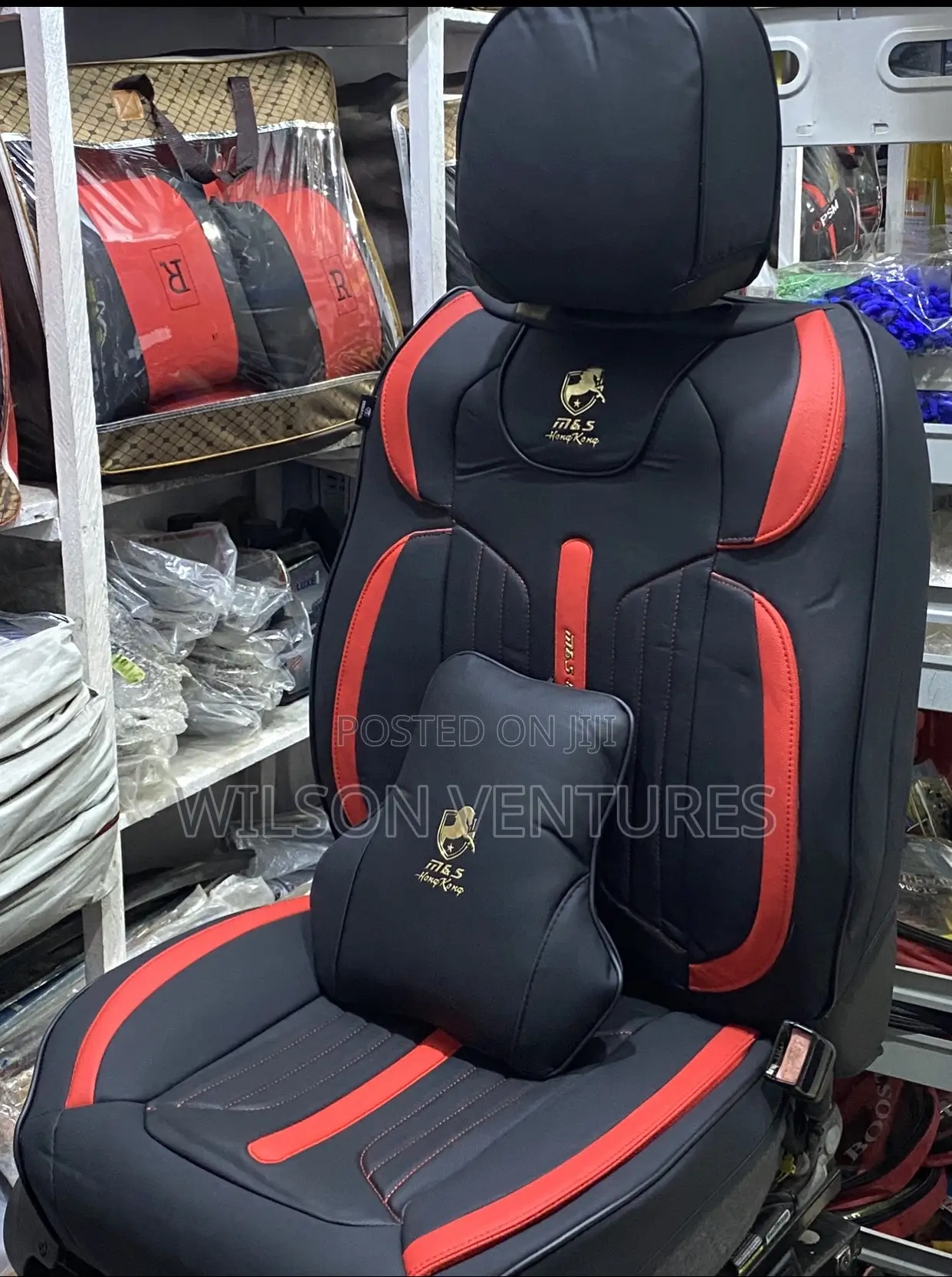 5 Seater Leather Horse Seat Cover Red and Black