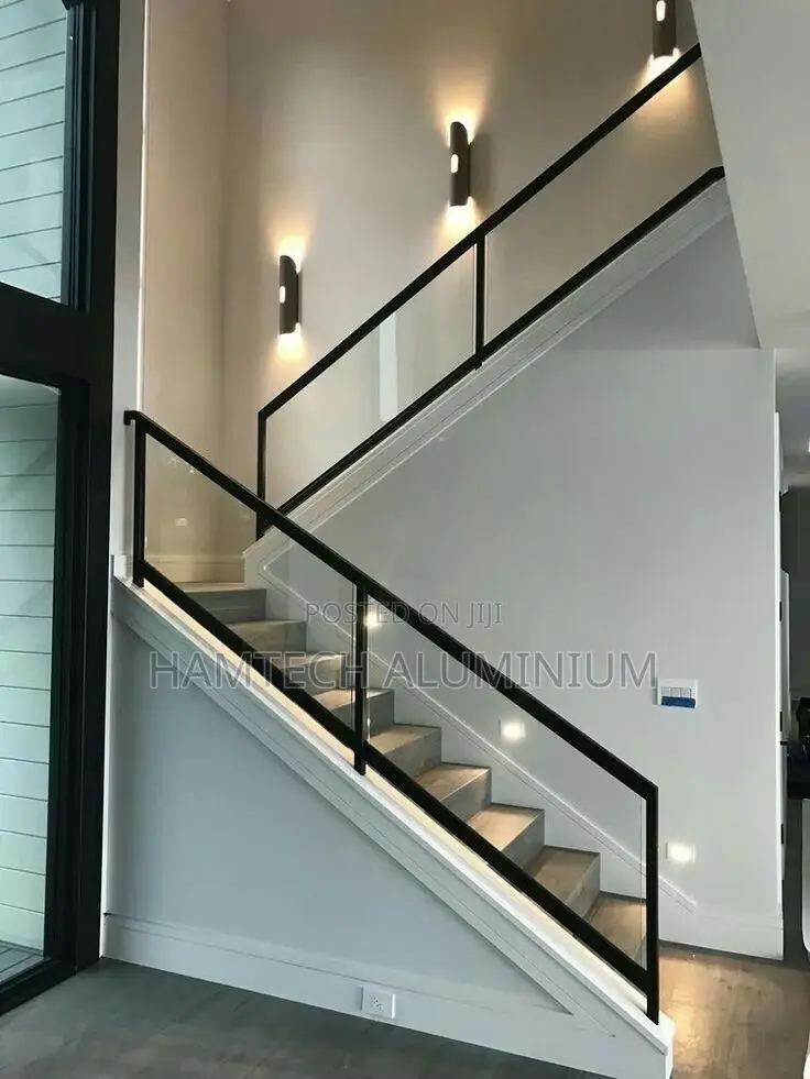 Modern Wrought Iron Glass Handrail