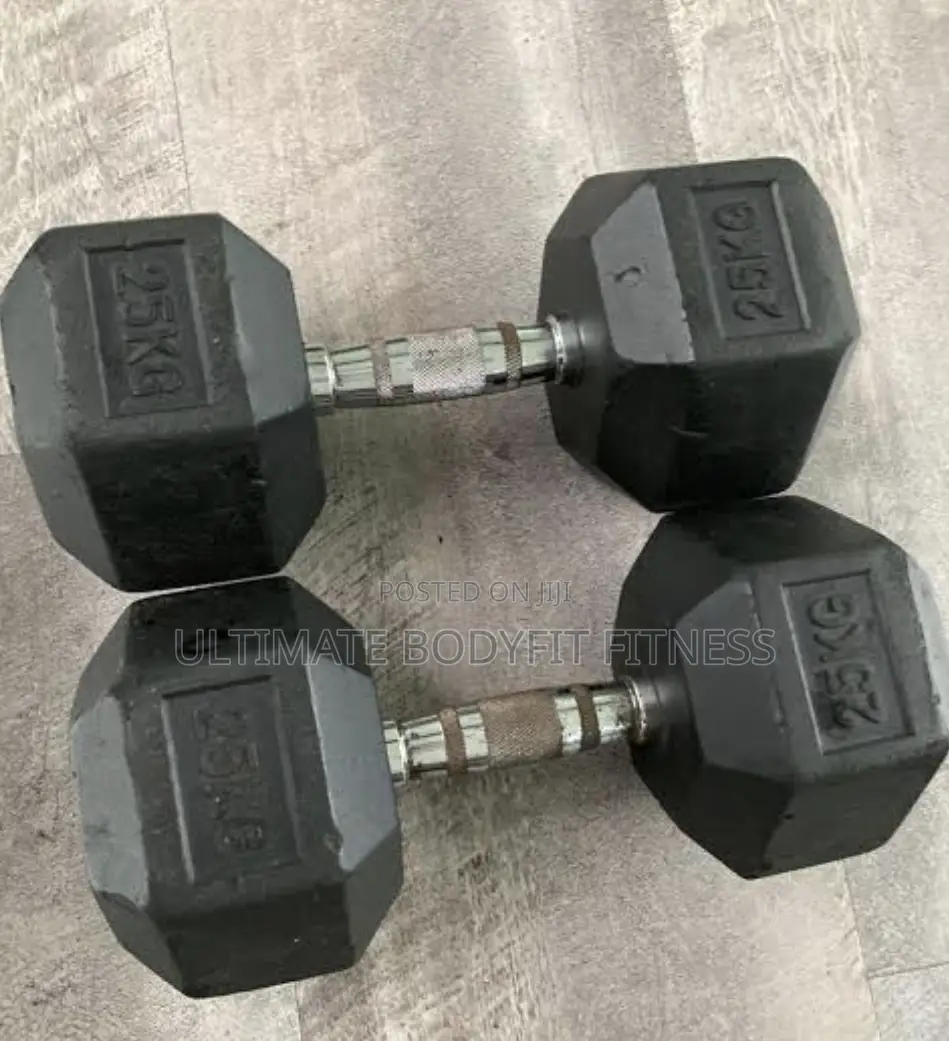Brand New Pair 25kg Hexgon Dumbbell