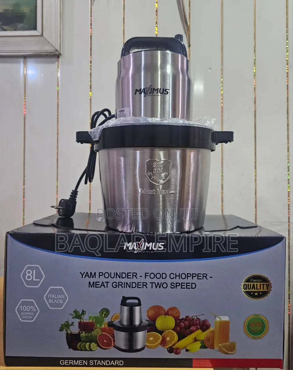 8L Maximus Yam Pounder/Food Processor (4500 Watts)
