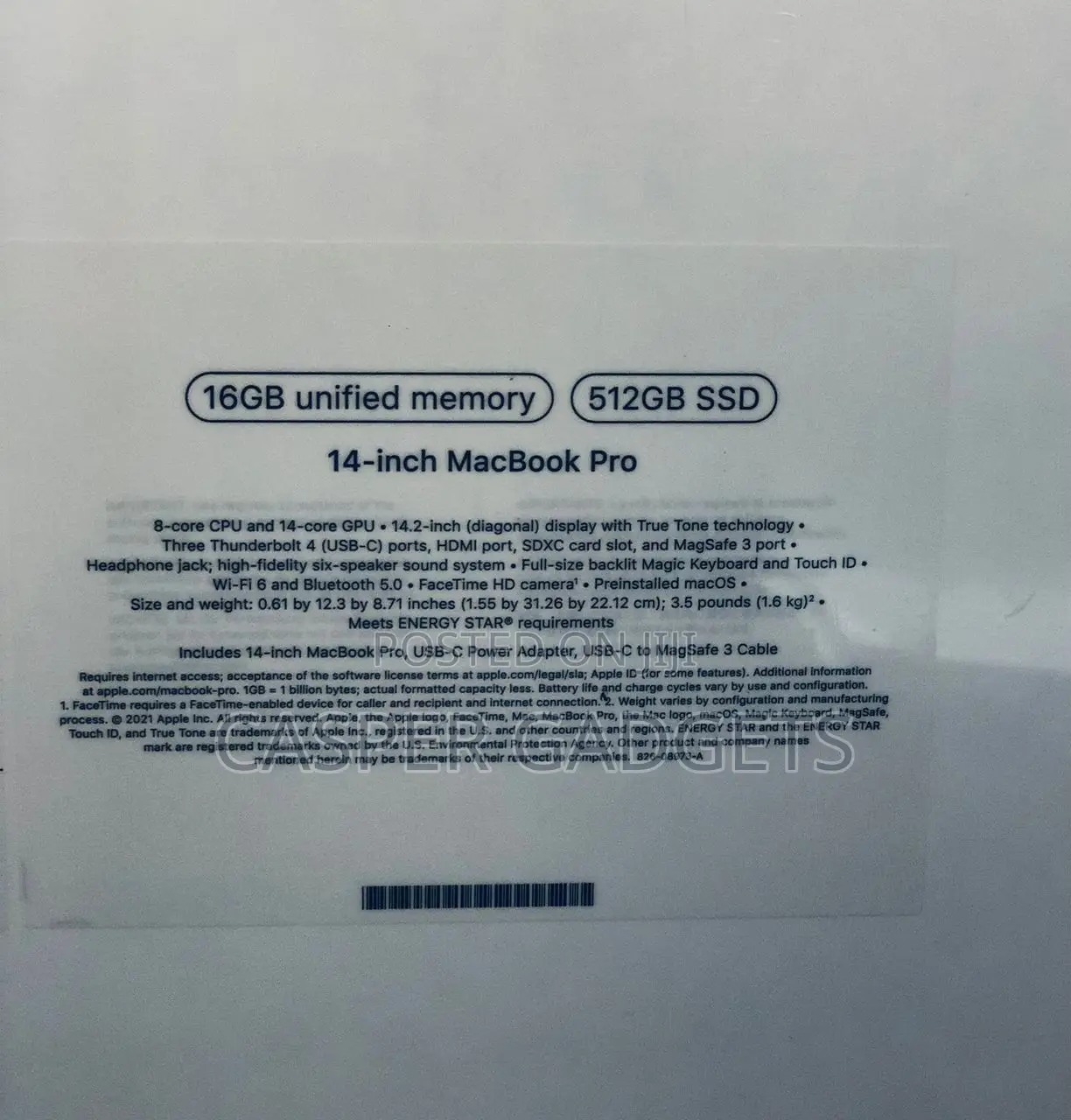 New Laptop Apple MacBook Pro 16GB SSD 512GB