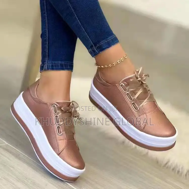 Femal High Sole Sneakers - R-Gold, Black