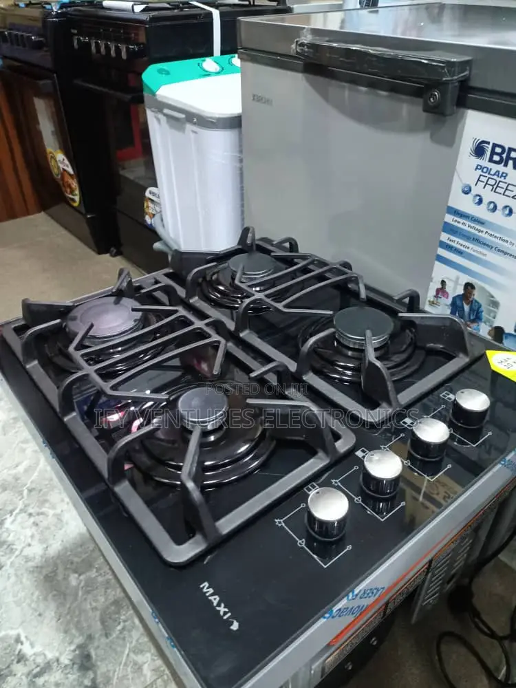 60*60 Glass Top Table Top Maxi Gas Cooker, Auto Ignition.