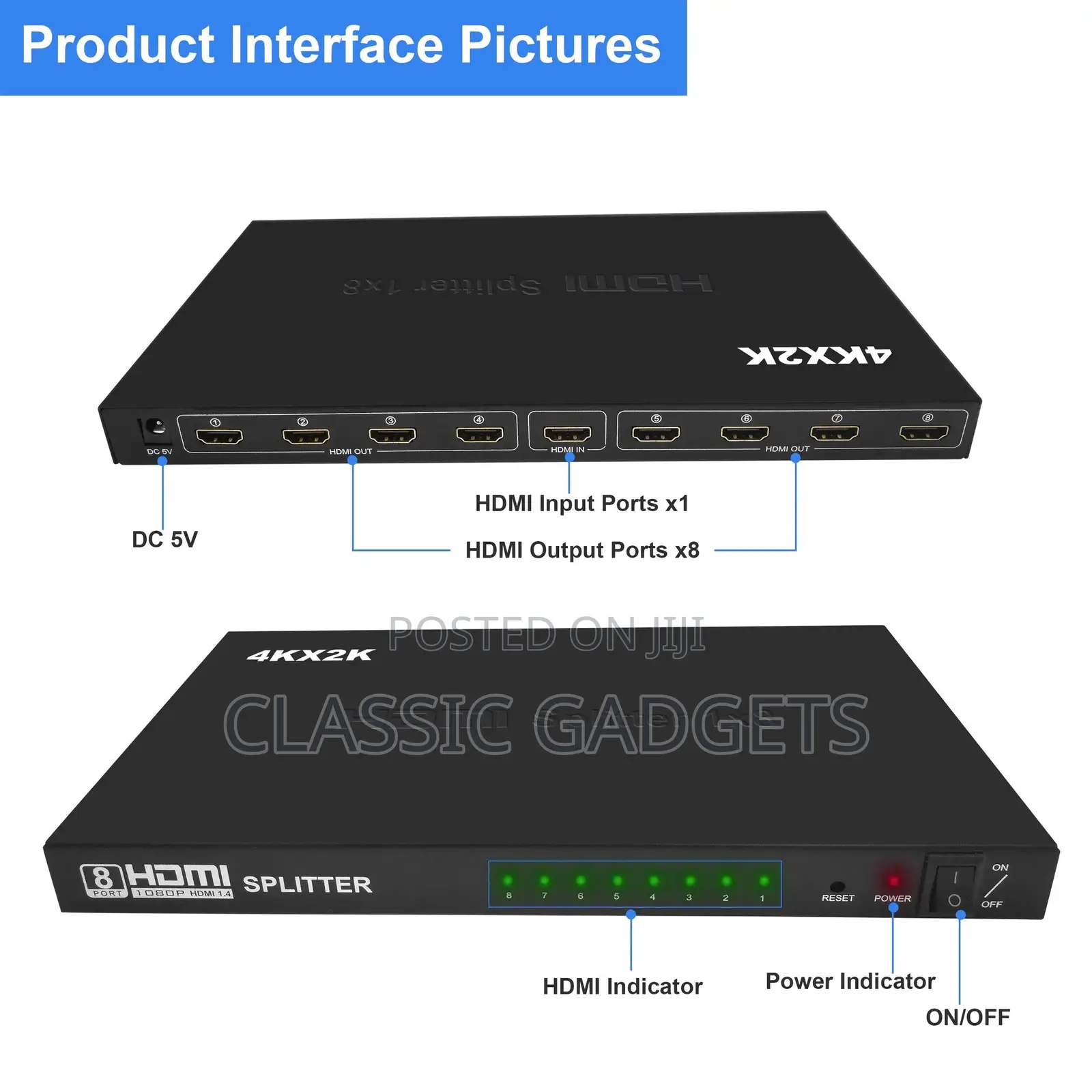 * 3D 1*8 Port Hdmi Splitter