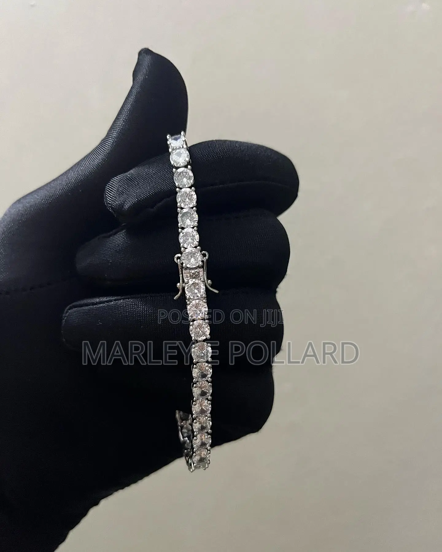 Iced Out Tennis Bracelet Chain Silver Plated