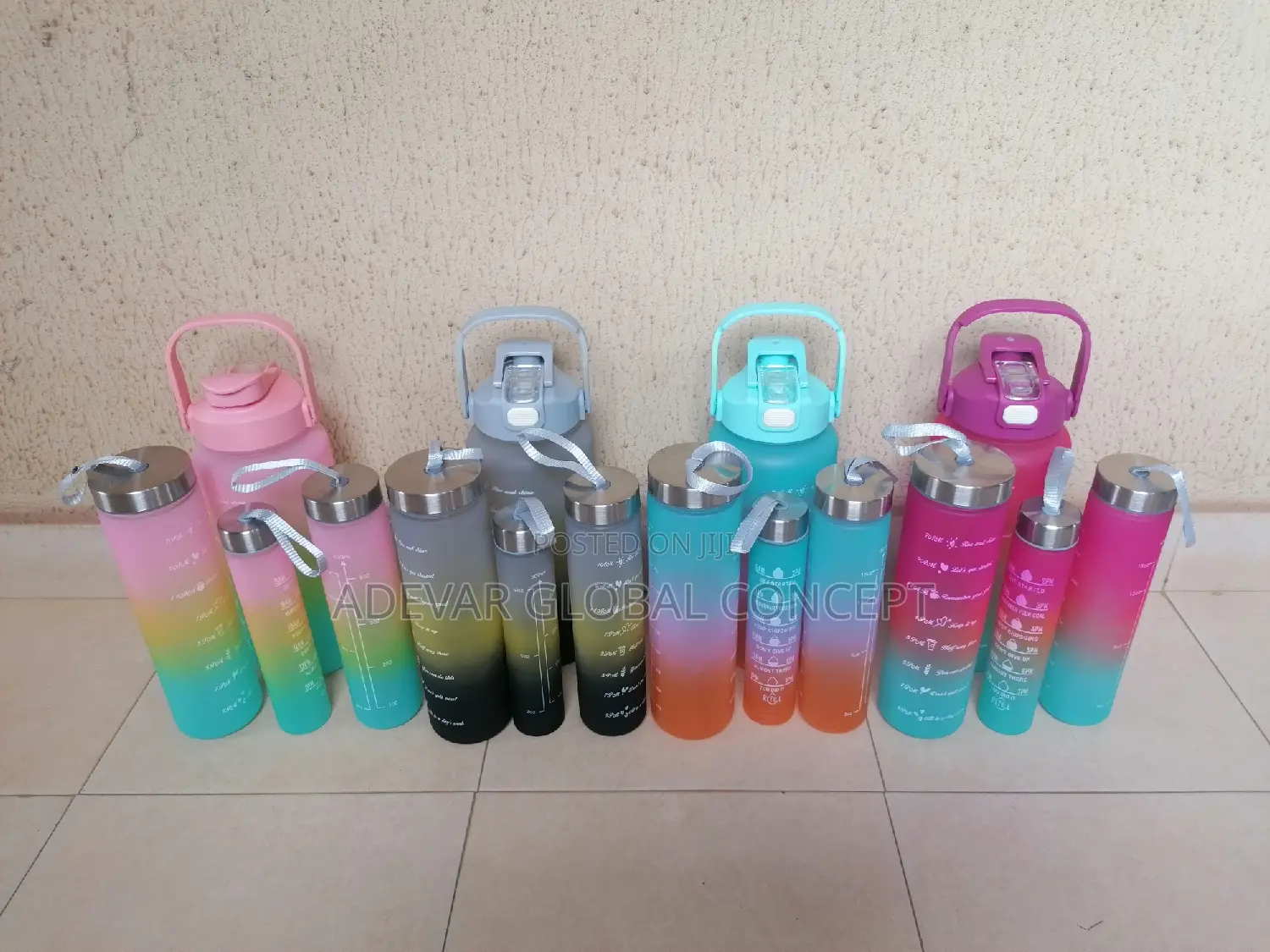 4 in 1 Motivational Water Bottles (Different Colors)