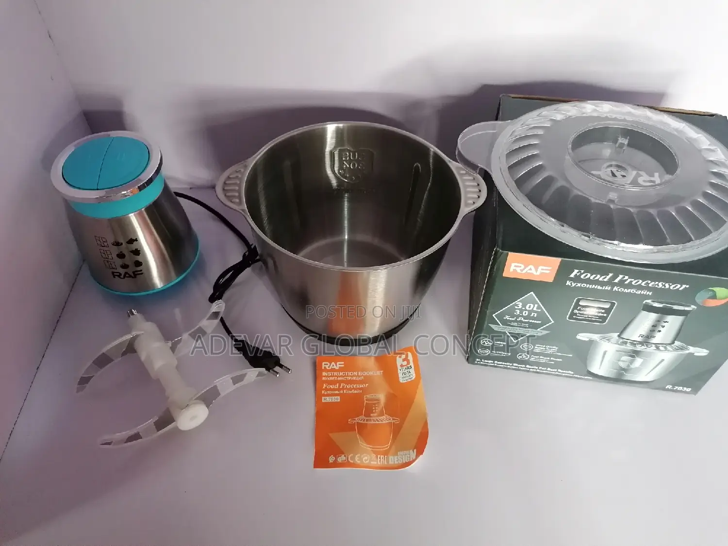 RAF 3L Stainless Steel Food Processor Yam Pounder - 1000w