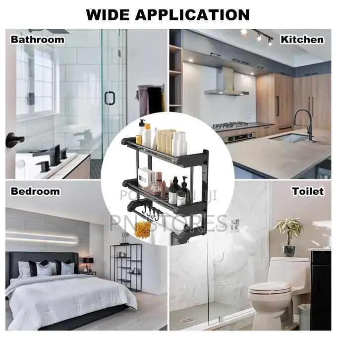 Bathroom Rack Wall-Mounted Towel Rack- Double Layer - 60cm