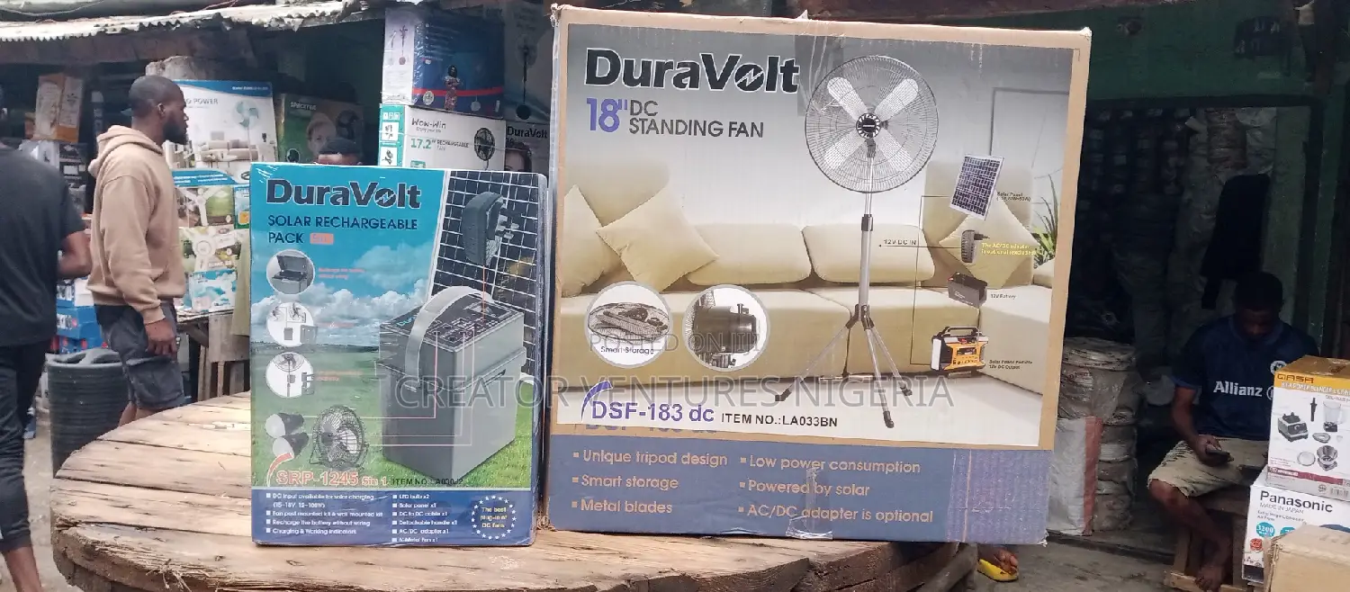 Duravolt Dc/Ac Rechargable Standing Fan 18",With Power Pack