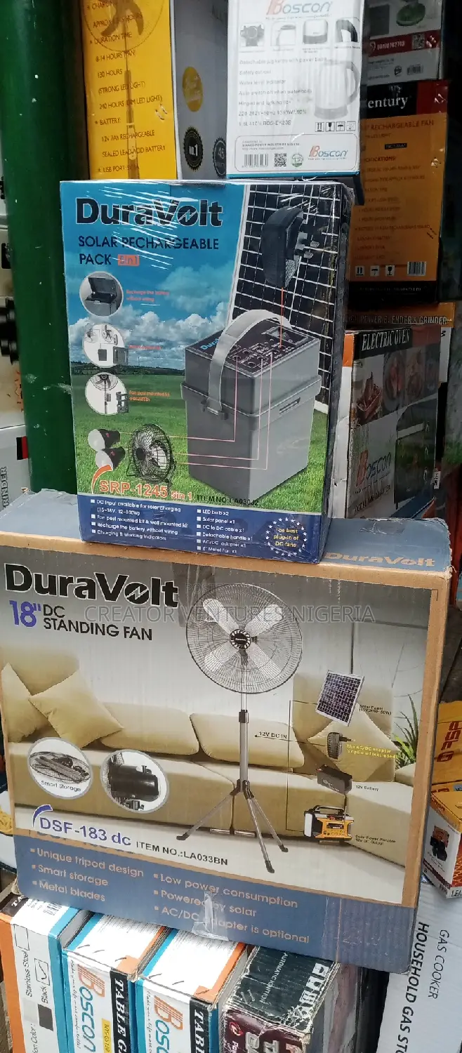 Duravolt Dc/Ac Rechargable Standing Fan 18",With Power Pack