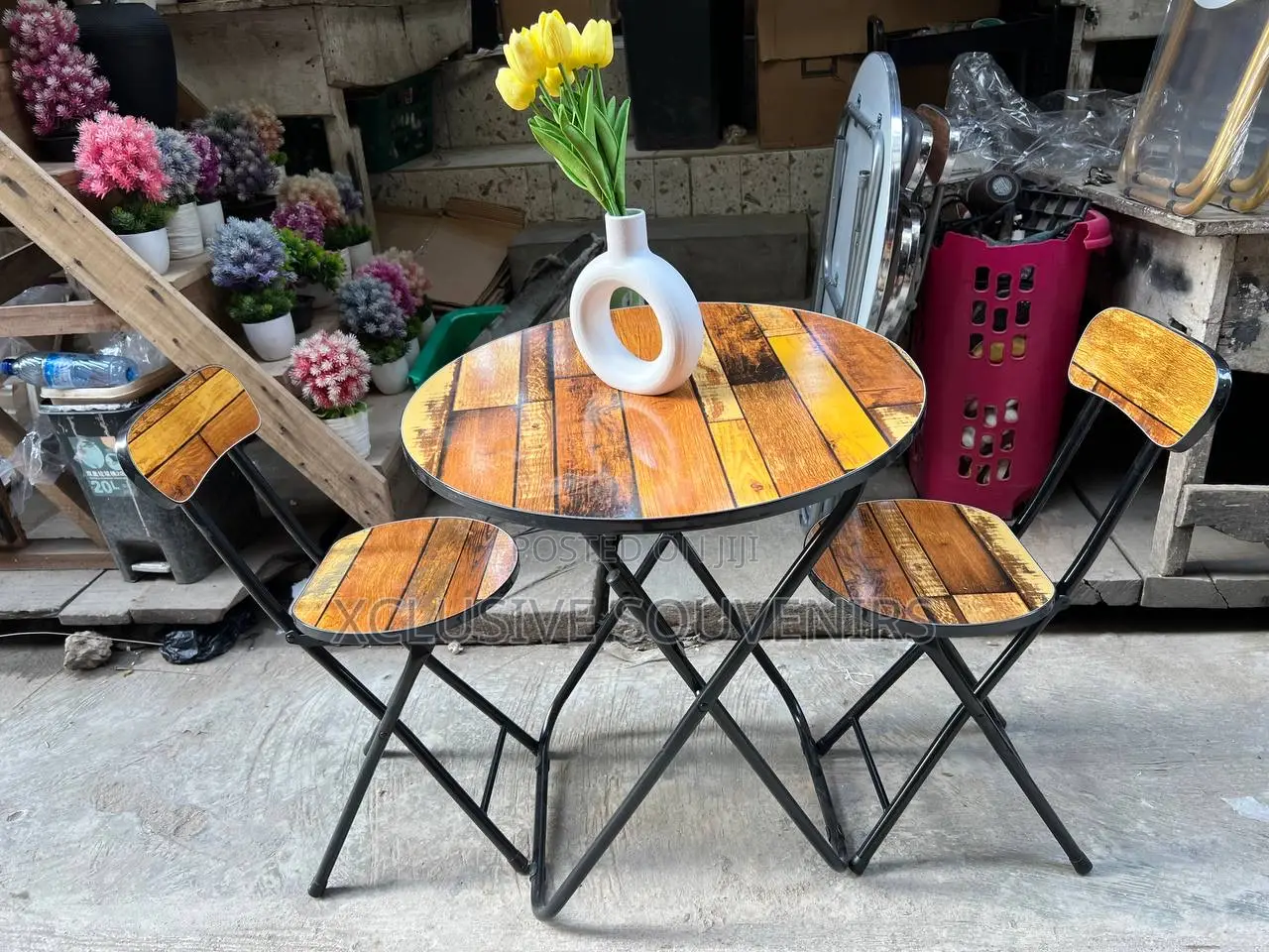 Round Vintage Table Chair Set (1 Table 2 Chairs)