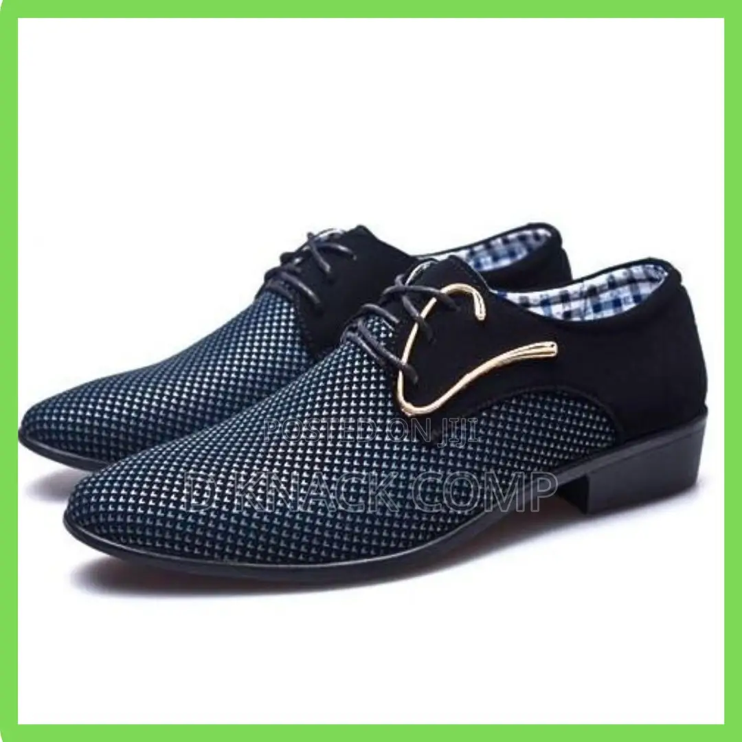 Size 46 Men Pattern Business Casual Formal Shoes - BLUE