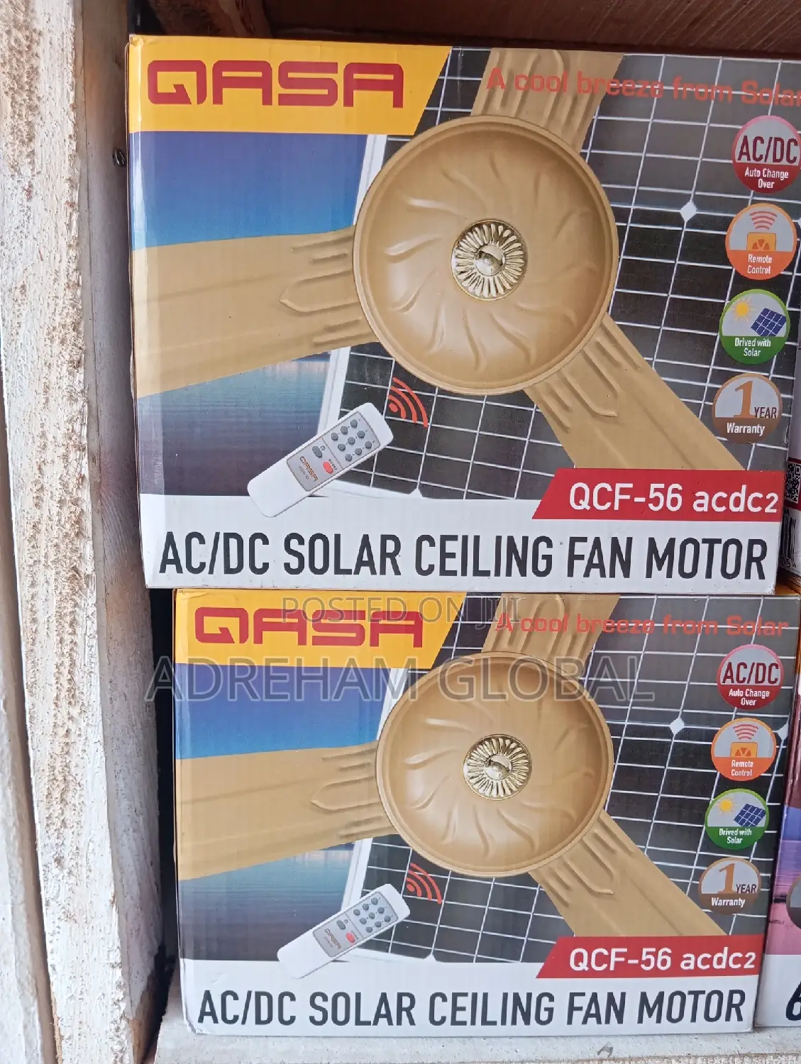 Qasa AC/DC Solar Ceiling Fan AC/DC With Remote QCF-56 Acdc2