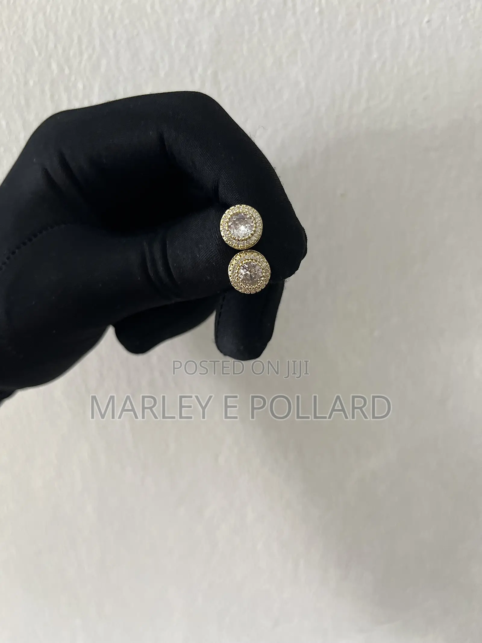 Gold Cubic Zirconia Men’S Women’S Iced Earring