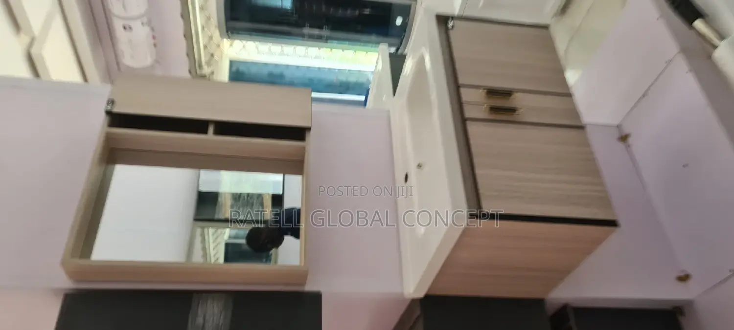 Cabinet Wash Hand Basin With Shelf Mirror (Animal Skin)