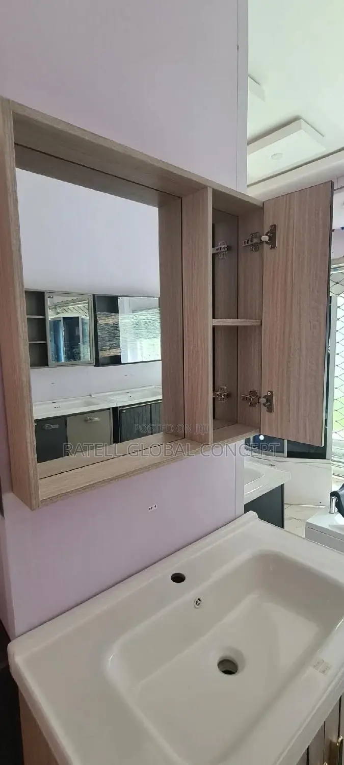 Cabinet Wash Hand Basin With Shelf Mirror (Animal Skin)