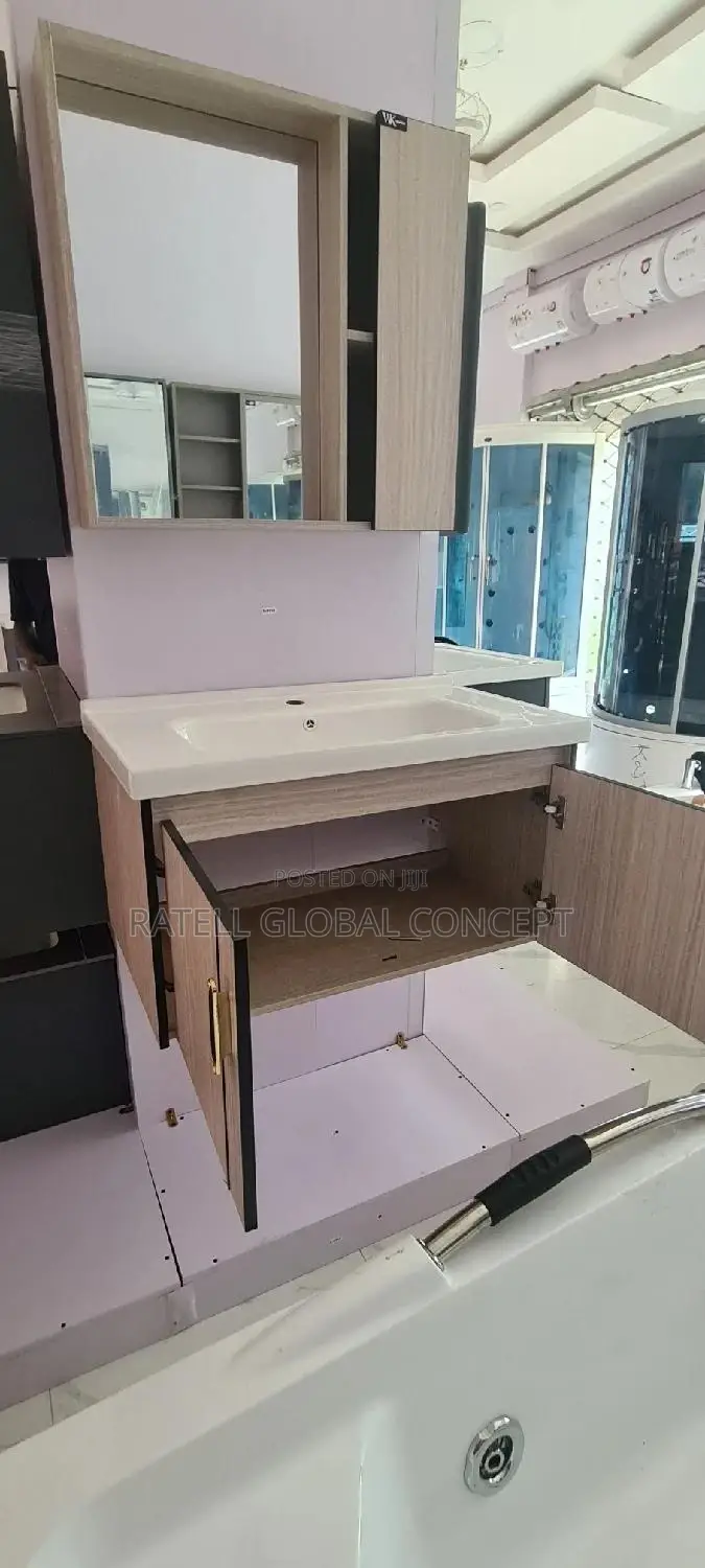 Cabinet Wash Hand Basin With Shelf Mirror (Animal Skin)