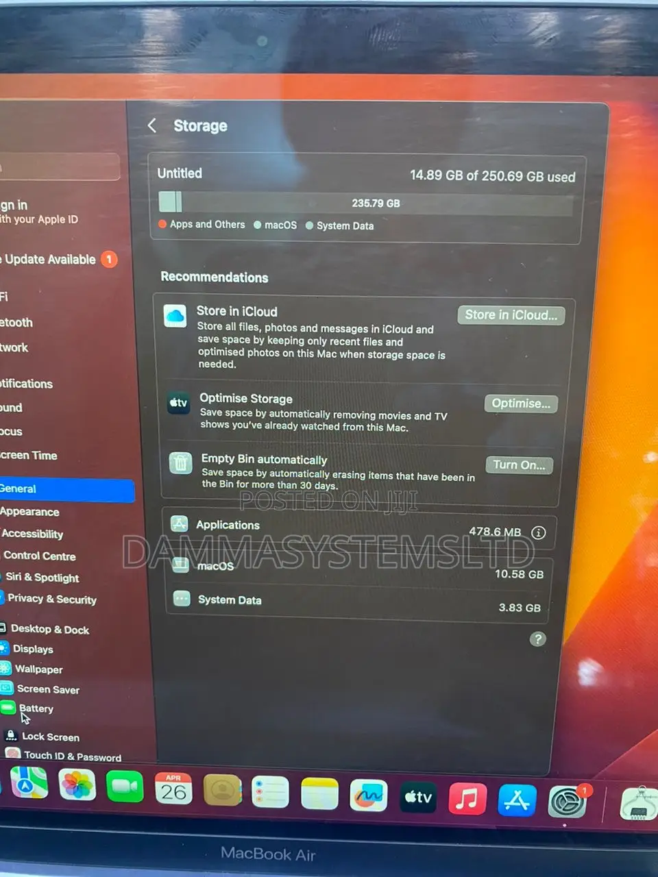 Laptop Apple MacBook Air 2020 8GB Intel Core I3 SSD 256GB