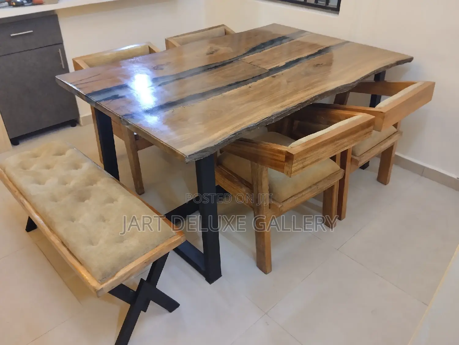 Live-Edge Wooden Epoxy Dining Furniture