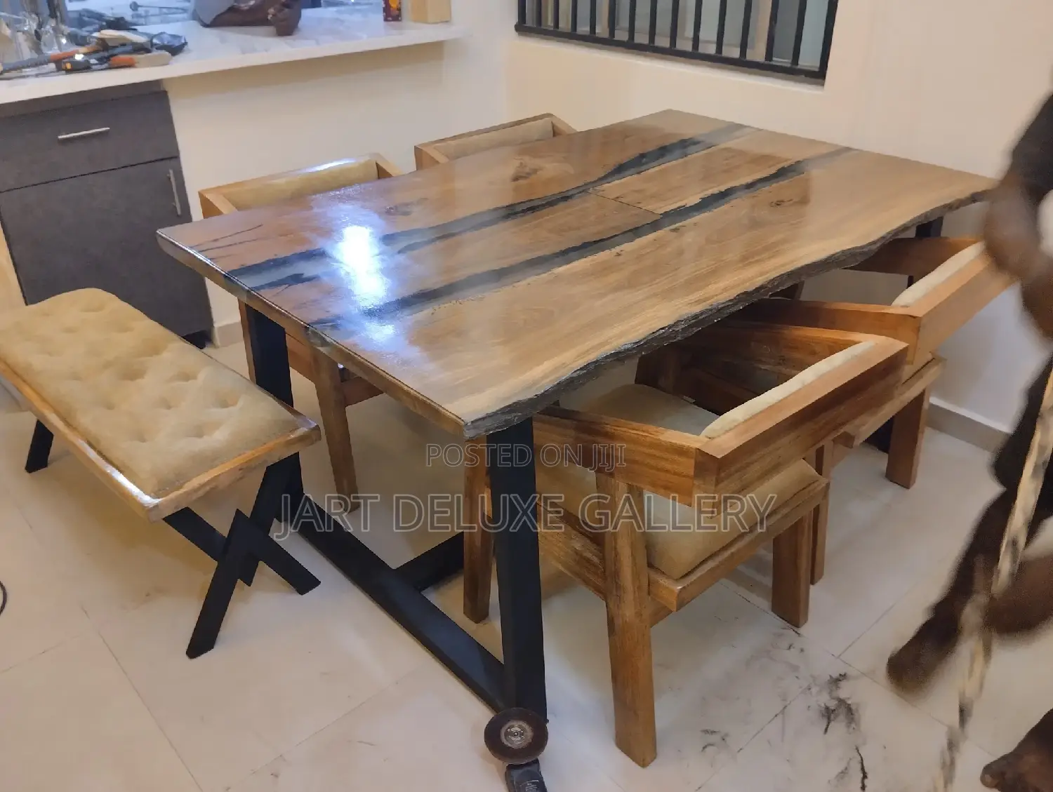 Live-Edge Wooden Epoxy Dining Furniture