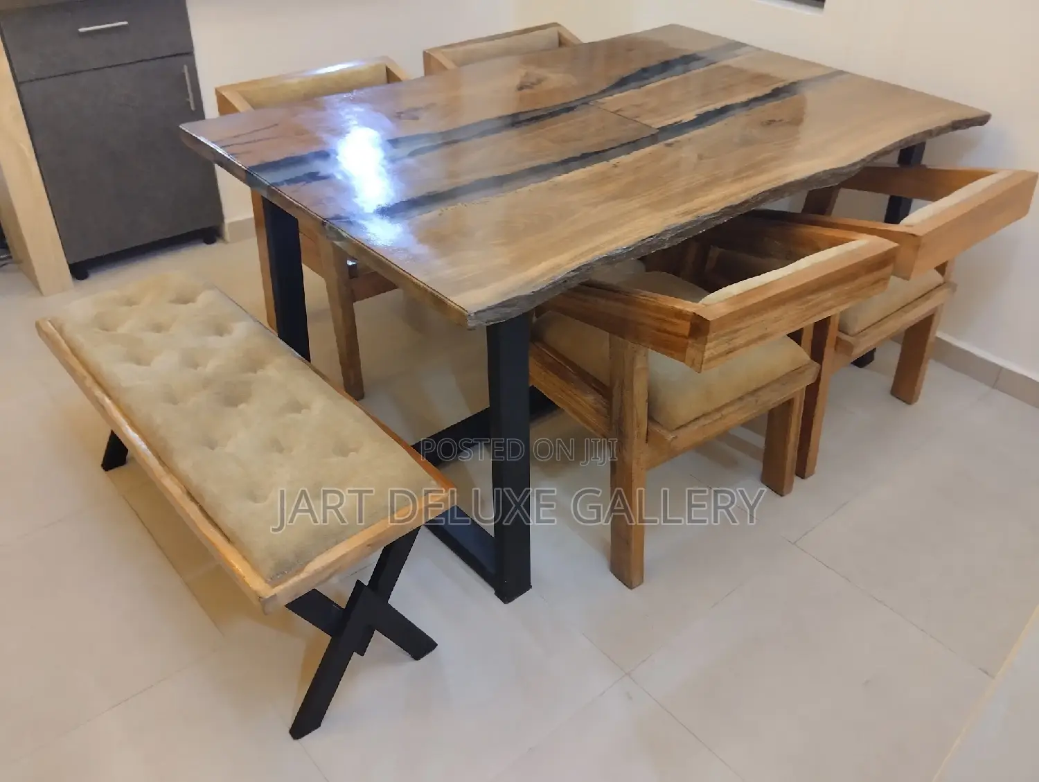 Live-Edge Wooden Epoxy Dining Furniture