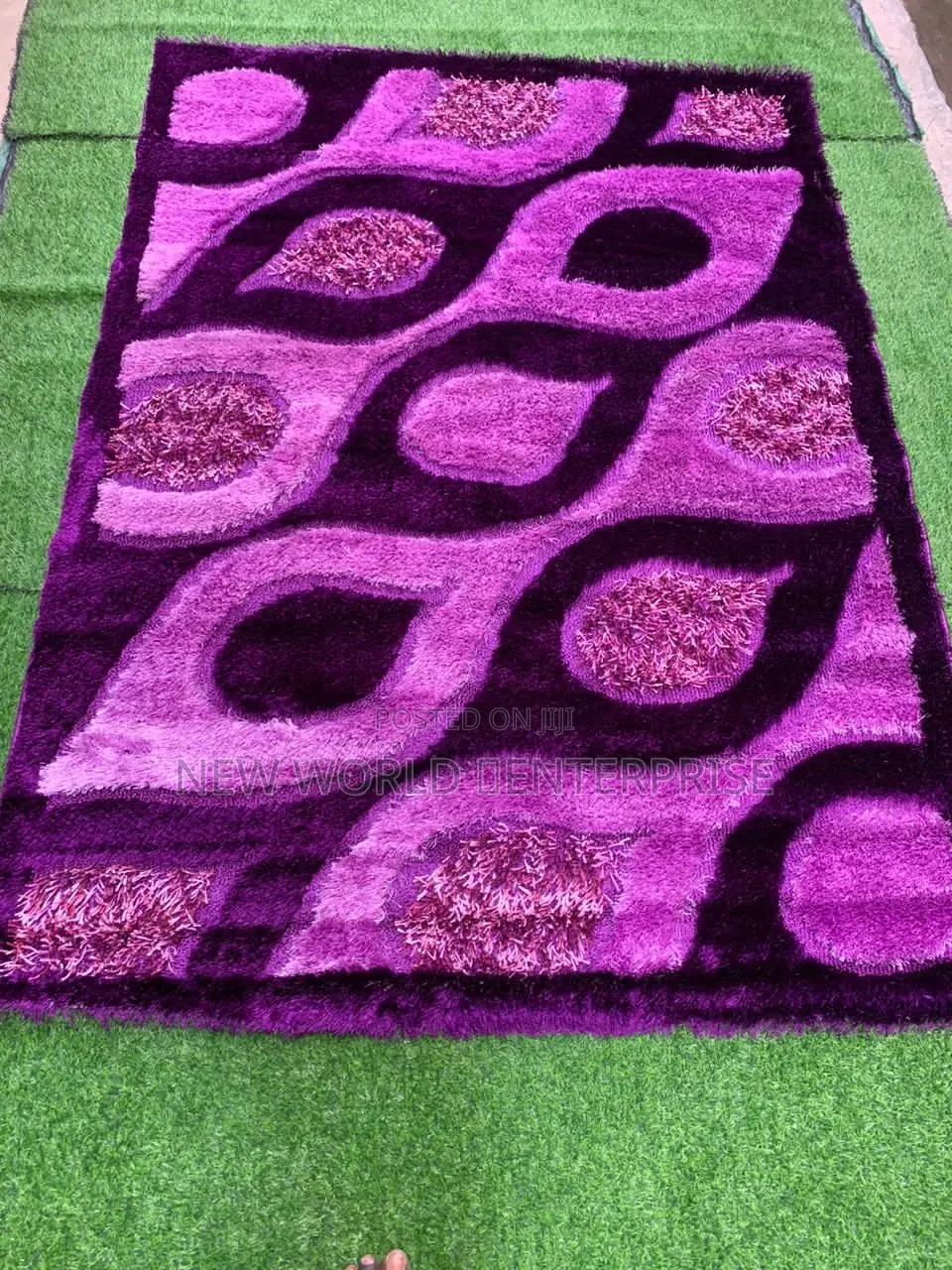 Modern Shaggy Gold Turkish Centre Rug