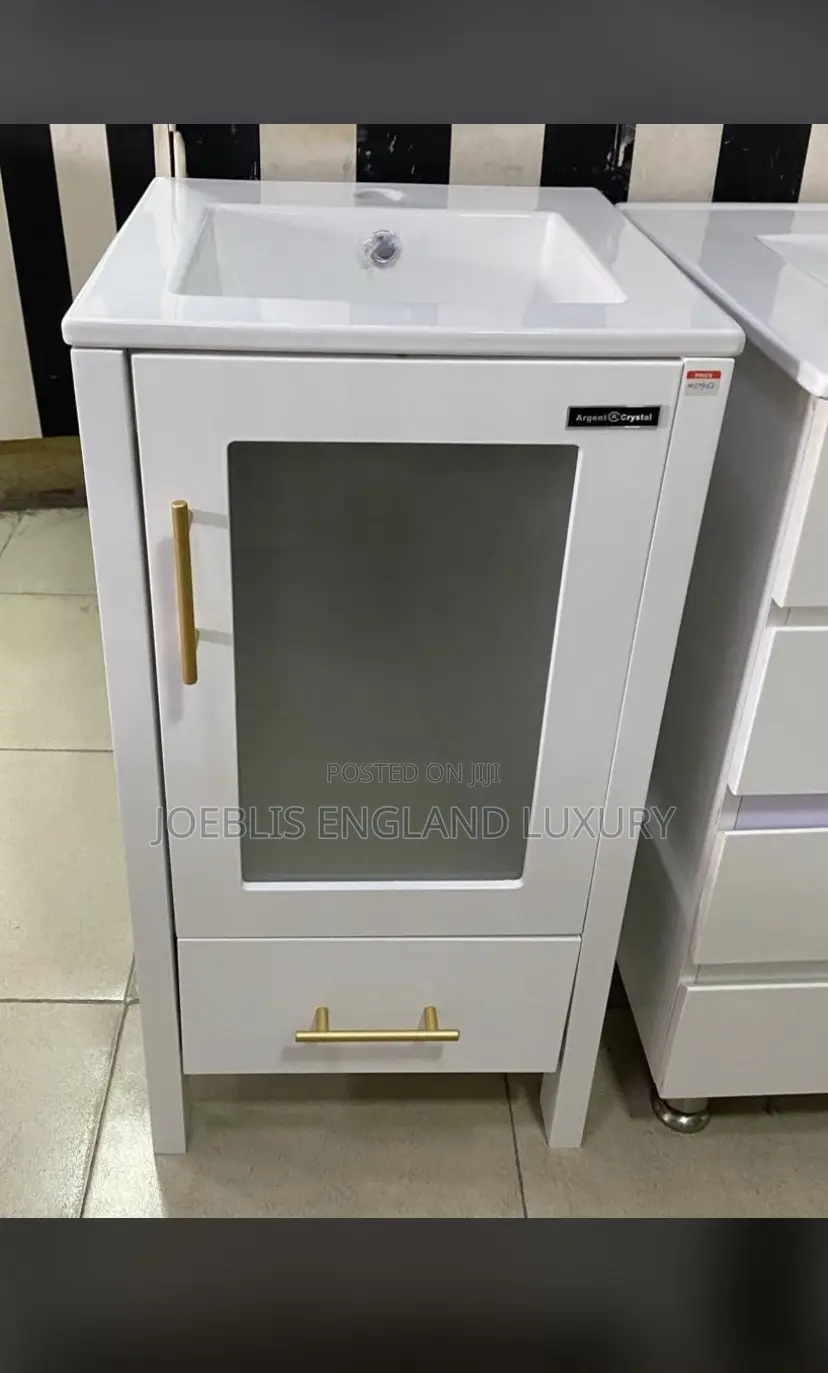 40cm White Cabinet Basin With Glass Door