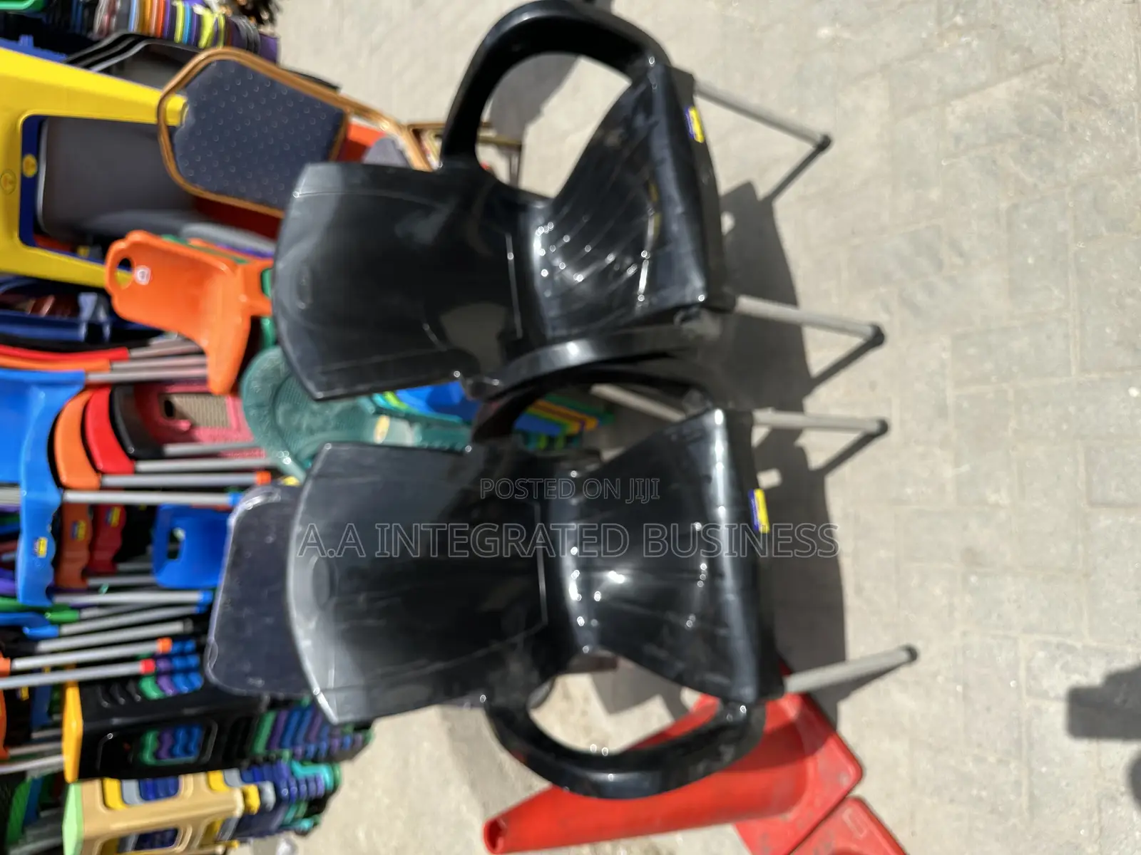 Black Plastic Chairs With Iron
