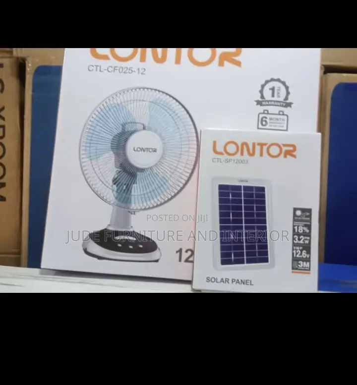 Lontor 12inch Rechargeable Fan With Panel