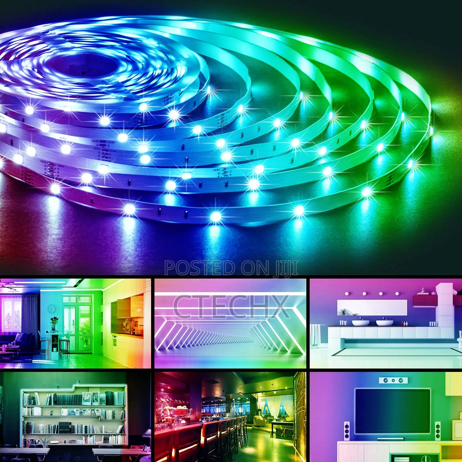 9.84ft RGB Bluetooth Control Sensor Music Strip Light 2 Kit