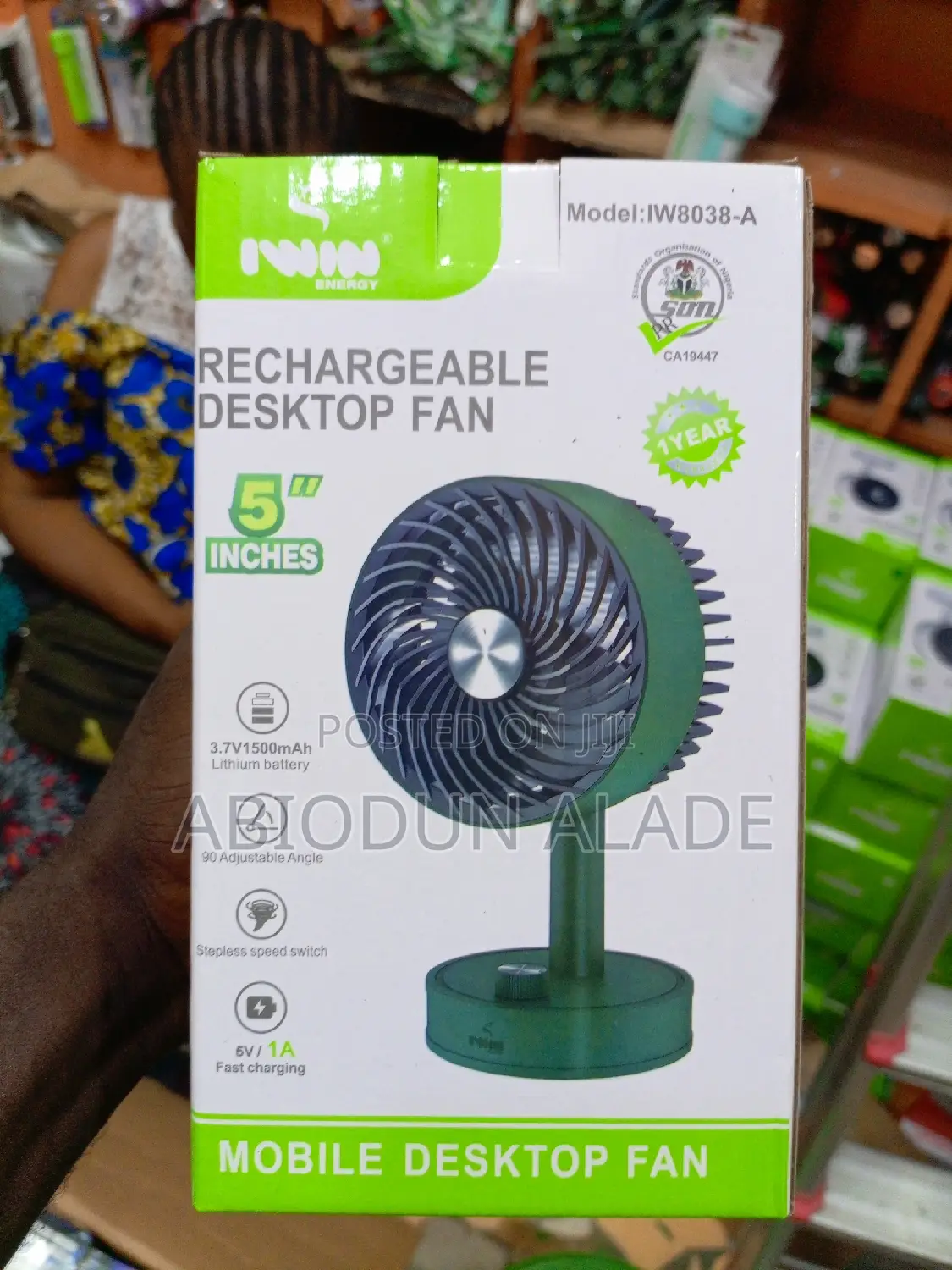 Best Quality Iwin 5 Inches Rechargeable Fan
