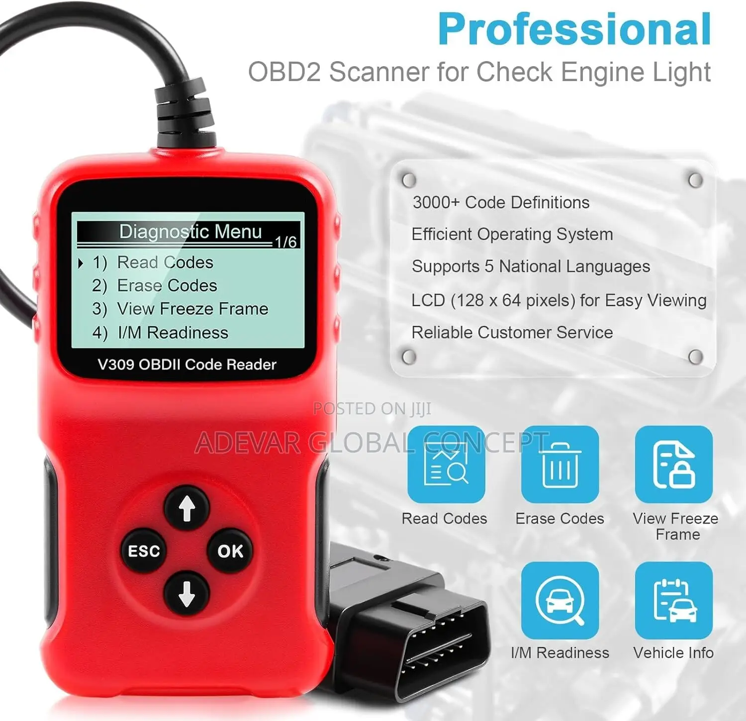V309 Obd2 Car Scanner Obdii Diagnostic Tool Auto Code Reader