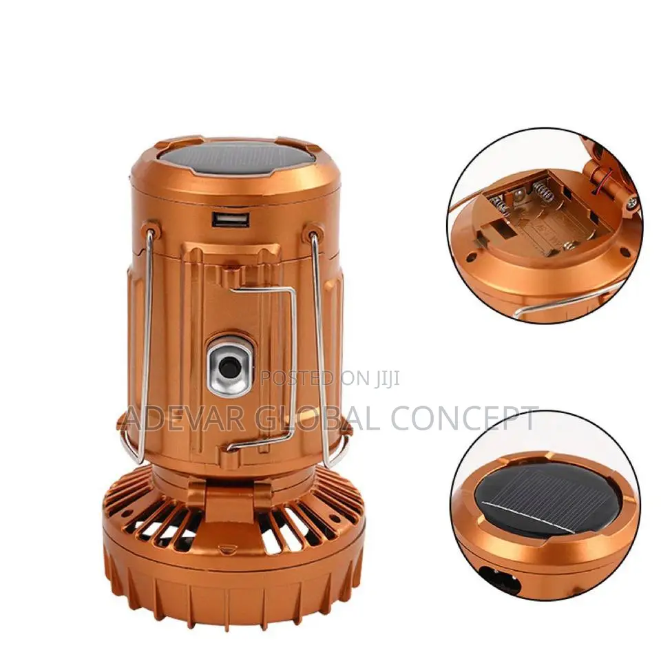 Rechargeable Solar Fan Lamp Portable Camping LED Light