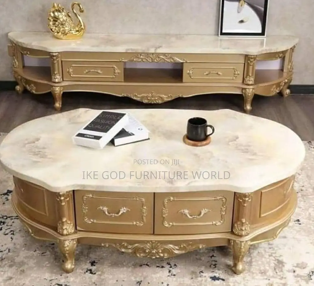Set of Turkish Royal Marble Center Table and TV Stand