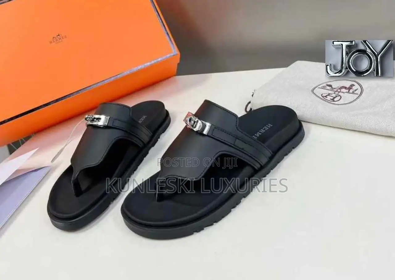Original Hermes Men Leather Slippers
